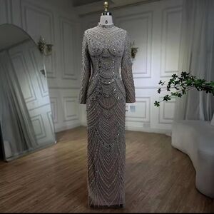 Dubai Arabia Muslim Modest Mermaid Long Cape Luxury Evening Dresses Gowns